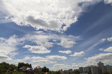 Cloudy Sky Above The Town Stock Photo Image Of Urban 76539312