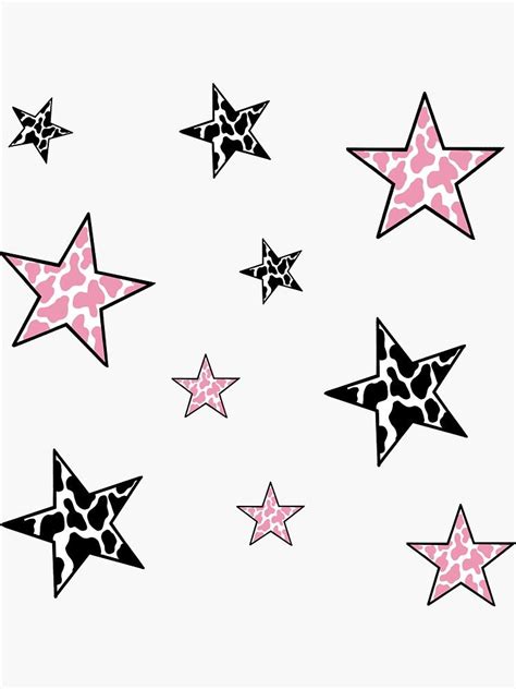 Black And Pink Cow Print Star Pack Sticker By Emmakathrynlee