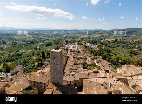 aerial view of the historic center of san gimignano with its characteristic medieval