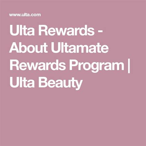 Maybe you would like to learn more about one of these? Ulta Rewards - About Ultamate Rewards Program | Ulta Beauty | Ulta beauty, Ulta, Rewards program