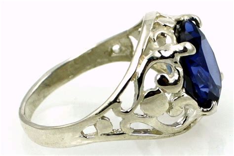 Created Blue Sapphire 925 Sterling Silver Ring Sr004 Etsy