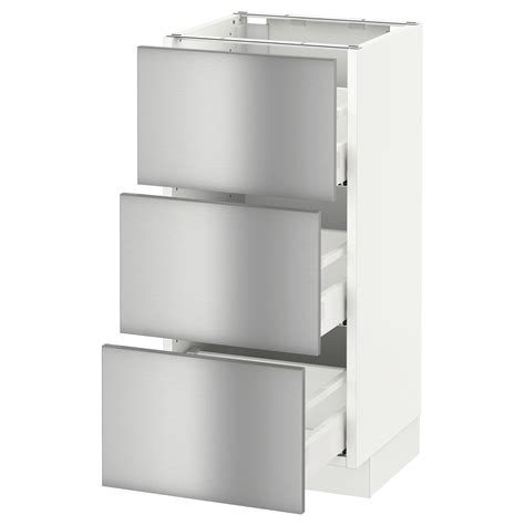 1 sektion base cabinet w 3 fronts 4.base cabinet with 3 drawers 30x24x30. SEKTION Base cabinet with 3 drawers - white Maximera, Grevsta stainless steel 15x15x30 ...