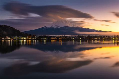 Reflection Japan Volcano Mount Fuji Volcanoes Lake Kawaguchi