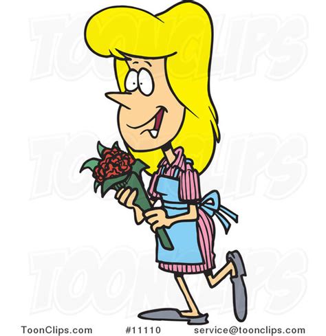 Cartoon Candy Striper Carrying Flowers 11110 By Ron Leishman