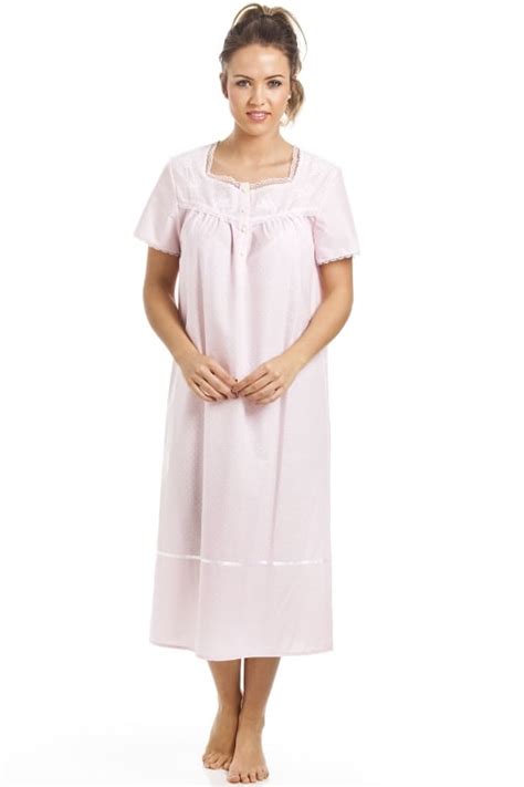 Classic White Polka Dot Short Sleeve Pink Nightdress