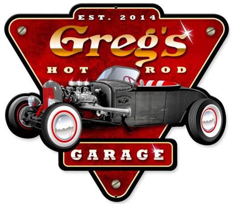 Retro Hot Rod Garage Metal Sign 14 X 14 Inches