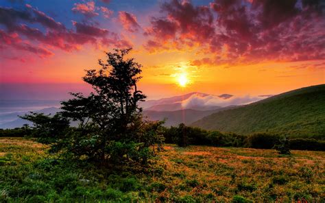Wallpaper Usa North Carolina Morning Clouds Sunrise Mountains