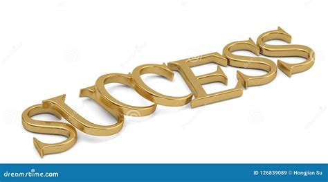 Gold Success Word Isolated On White Background 3d Illustration Stock