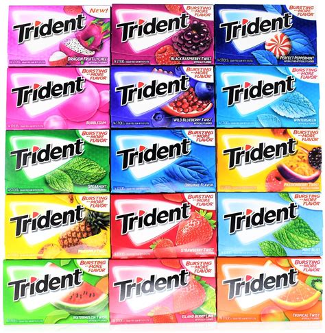 Trident Sugar Free Chewing Gum Variety Pack Of 15 Assorted Flavors