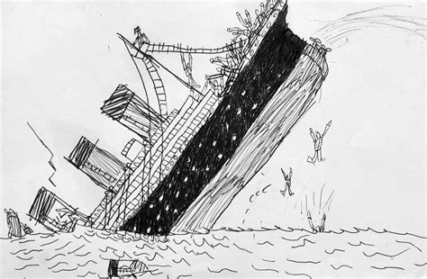 Titanic Ship Drawing Sinking