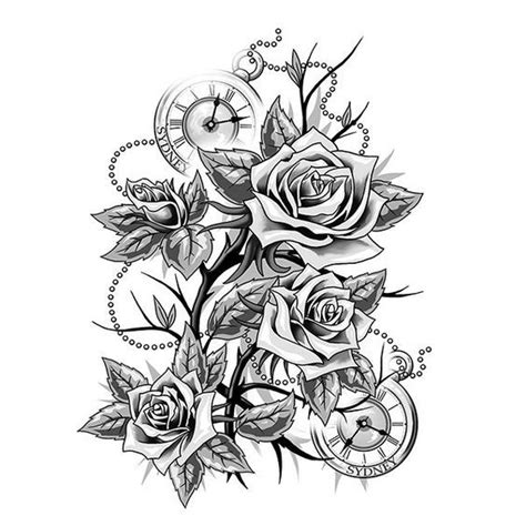 Arm rose and clock tattoo stencil. CUSTOM TATTOO DESIGN | Custom tattoo design, Clock tattoo ...