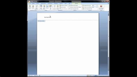 Creating Running Head And Title Apa Ms Word 2007 Youtube