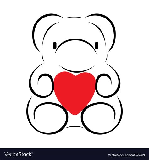 Teddy Bear Silhouette Holding A Heart Royalty Free Vector