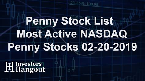 Penny Stock List Most Active Nasdaq Penny Stocks 02 20 2019