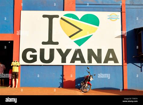 i love guyana sign in front of american store on rupununi road in lethem guyana south america