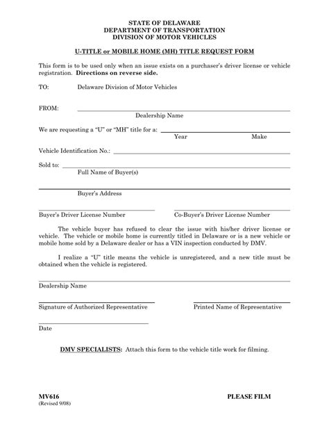 Form Mv616 Fill Out Sign Online And Download Fillable Pdf Delaware