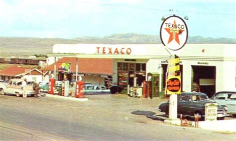 Postcard Texaco Gas Station Highland Village Alpine Texas Old Gas