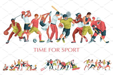 Sports Vector Illustrations Set People Illustrations ~ Creative Market
