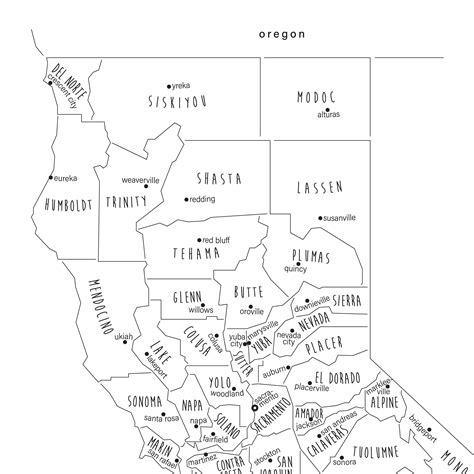 California Map Poster Printable California County Map Ca California