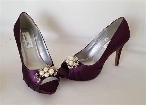 Purple Bridal Shoes With Pearls And Crystals Purple Wedding Shoes