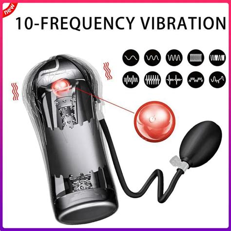 inflatable electric 10 speeds vibration mode masturbation cup simulation vagina massager glans