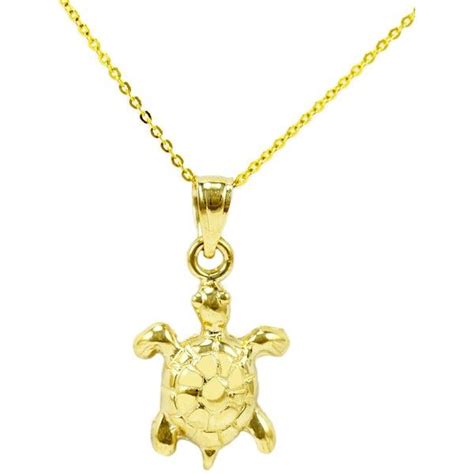 14k Yellow Gold Sea Turtle Necklace 112 Liked On Polyvore Featuring Jewelry Necklaces Gold