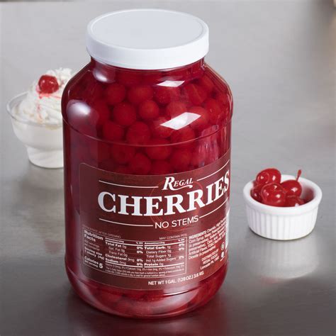 Regal Maraschino Cherries Without Stems 1 Gallon Jar 4case