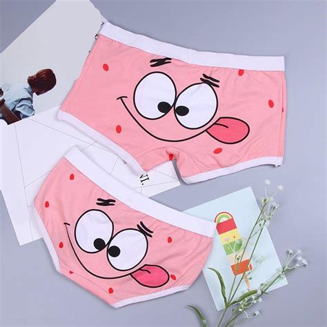 2pcs Couple Panties Cotton Panties Cozy Lingerie Female Underwear Men Boxer Shorts Funny Pink