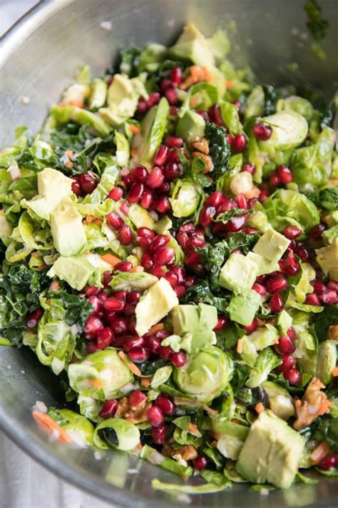 Shredded Brussels Sprout And Kale Salad With Lemon