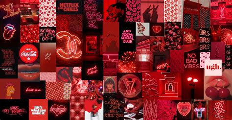 Neon Red Boujee Aesthetic Wall Collage Kit Digital Download Etsy In