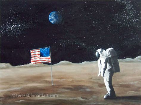 Neil Armstrong First Man On The Moon Teresa Bernard Oil Paintings