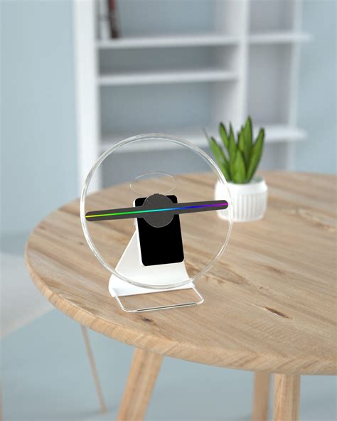 Rechargeable Table Top Hologram Pyramid Video 3d Hologram Led Fan 30cm