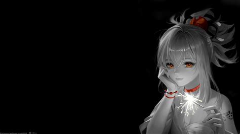 Wallpaper Anime Girls Black Background Dark Background Simple