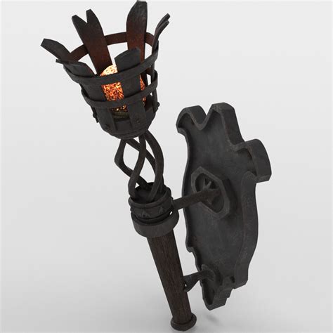 Artstation Burning Medieval Torch Complete With Stand And Holder