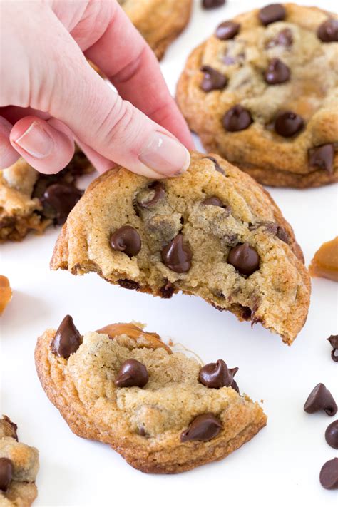 Beat in vanilla and eggs until well blended. Caramel Stuffed Chocolate Chip Cookies