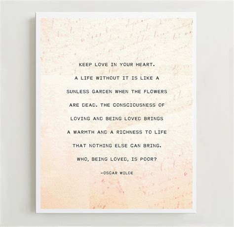 Oscar Wilde Keep Love In Your Heart Quote Print Love Quote Etsy
