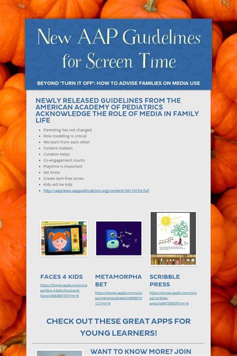 New Aap Guidelines For Screen Time Apps For Pre K Pinterest