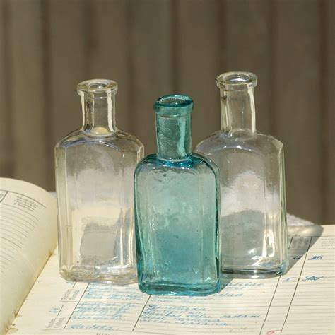 Old Small Glass Medicine Bottles Antique Capudine For Headaches Small