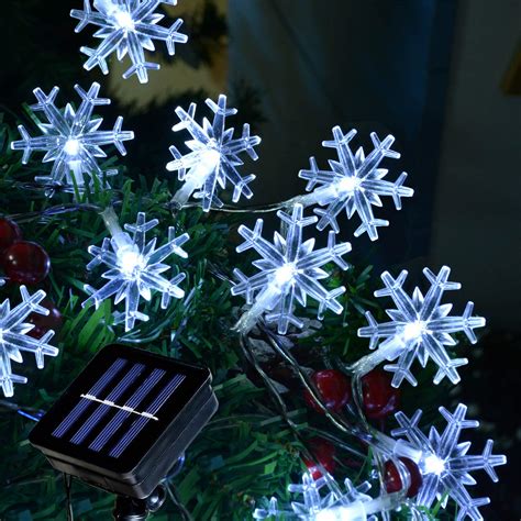 Solar Outdoor Snowflake Lights Christmas Decorations Solar Powered