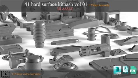 Hardsurface Kitbash 41 Pieces Flippednormals