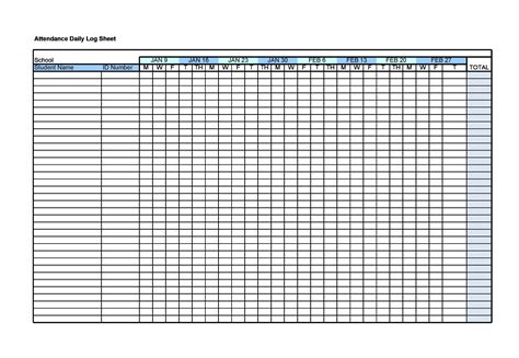 Free Printable Attendance Record Template Printable Templates
