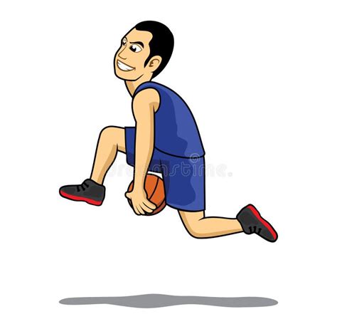 Basketball Player Cartoon Character Slam Dunk Design Illustration Stock