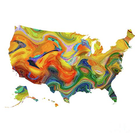 Usa Map Abstract Art 8 Digital Art By Prar Kulasekara