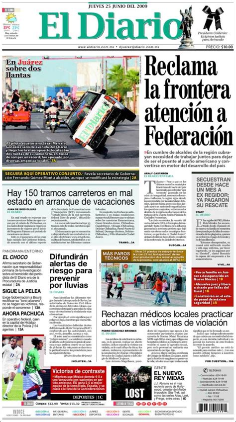Newspaper El Diario Juarez Mexico Newspapers In Mexico Thursdays