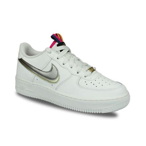 Nike Air Force 1 Lv8 Double Swoosh Silver Gold Blanc Street Shoes Addict