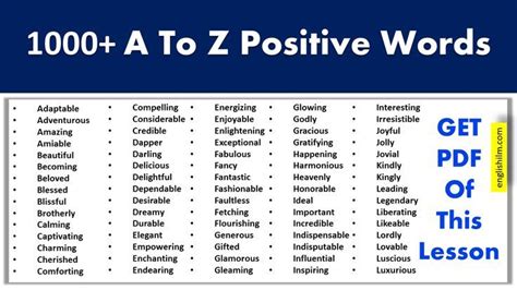 1000 Positive Words List In English A To Z English Words In 2022