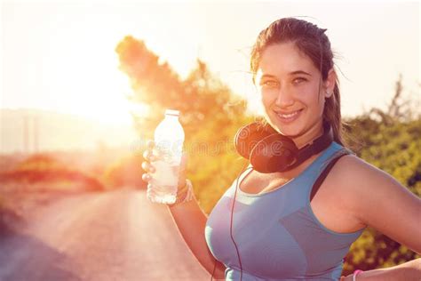 Girl Drinking Water Stock Image Image Of Jogger Female 64106729