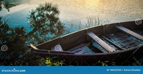 Boat In Lake Close Up Stock Photo Image Of Morning 100523226