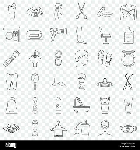 toothpaste icons set outline style stock vector image and art alamy