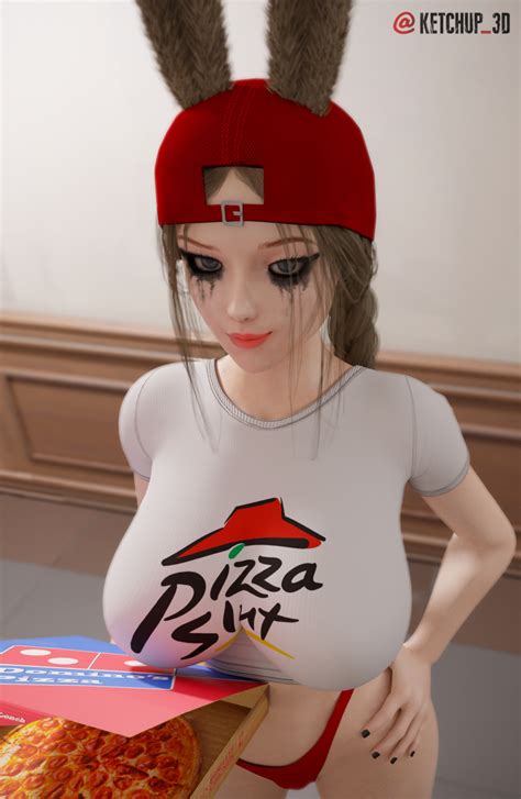 rule 34 big breasts bunny ears bunny girl delivery employee ketchup 3d pizza delivery pizza